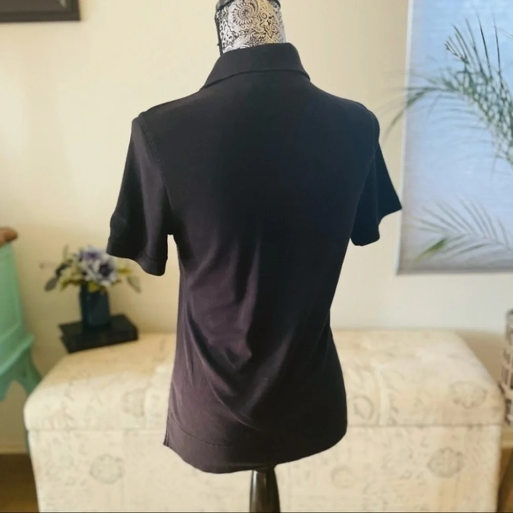 Tory Burch Lennox Short Sleeve Polo + Gold Buttons